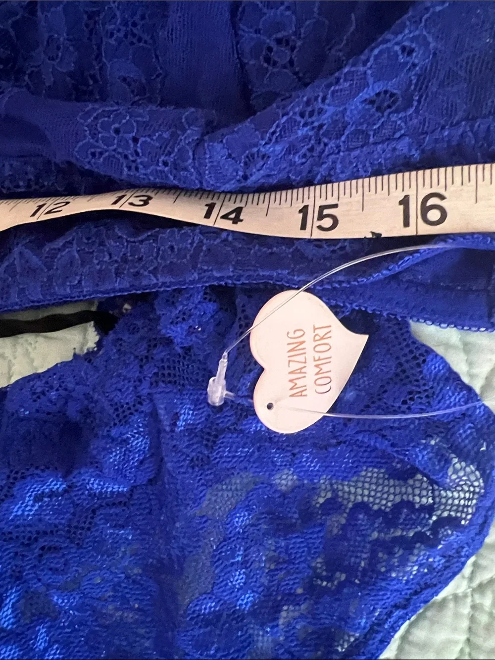 Lace Bralette and Bikini Set - Cobalt Blue No Size Tag tape measured Size 18”